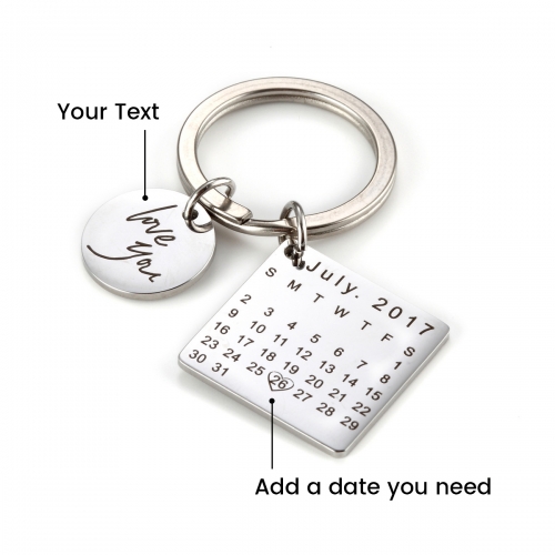 Personalized Engraved Calendar Keychain