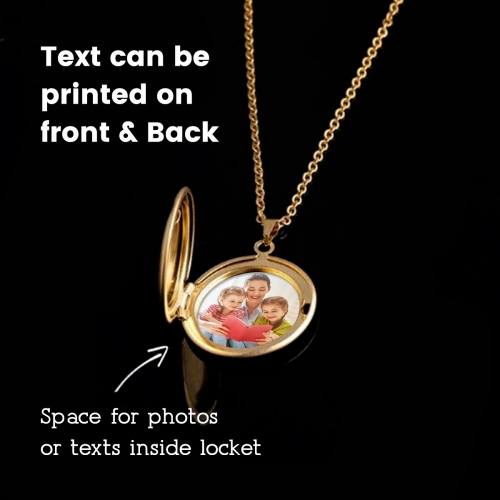 Personalized Round Photo Locket Necklace Gold Color