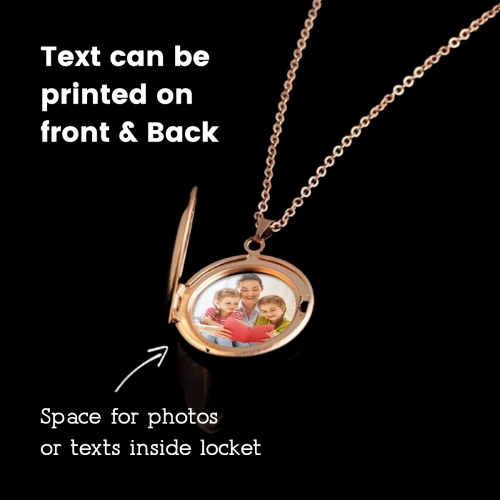 Personalized Round Photo Locket Necklace Rose Gold Plated